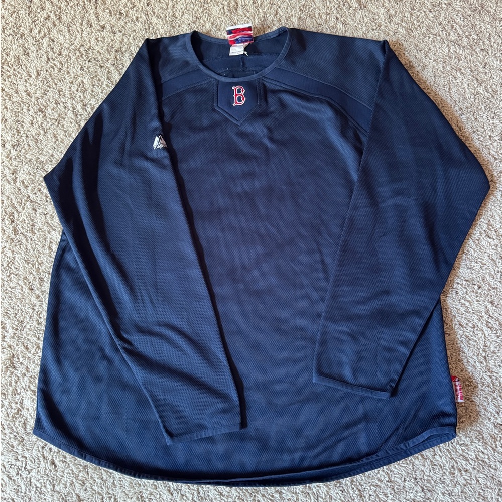 Majestic Dark Blue Red Sox Long Sleeve warm up top
